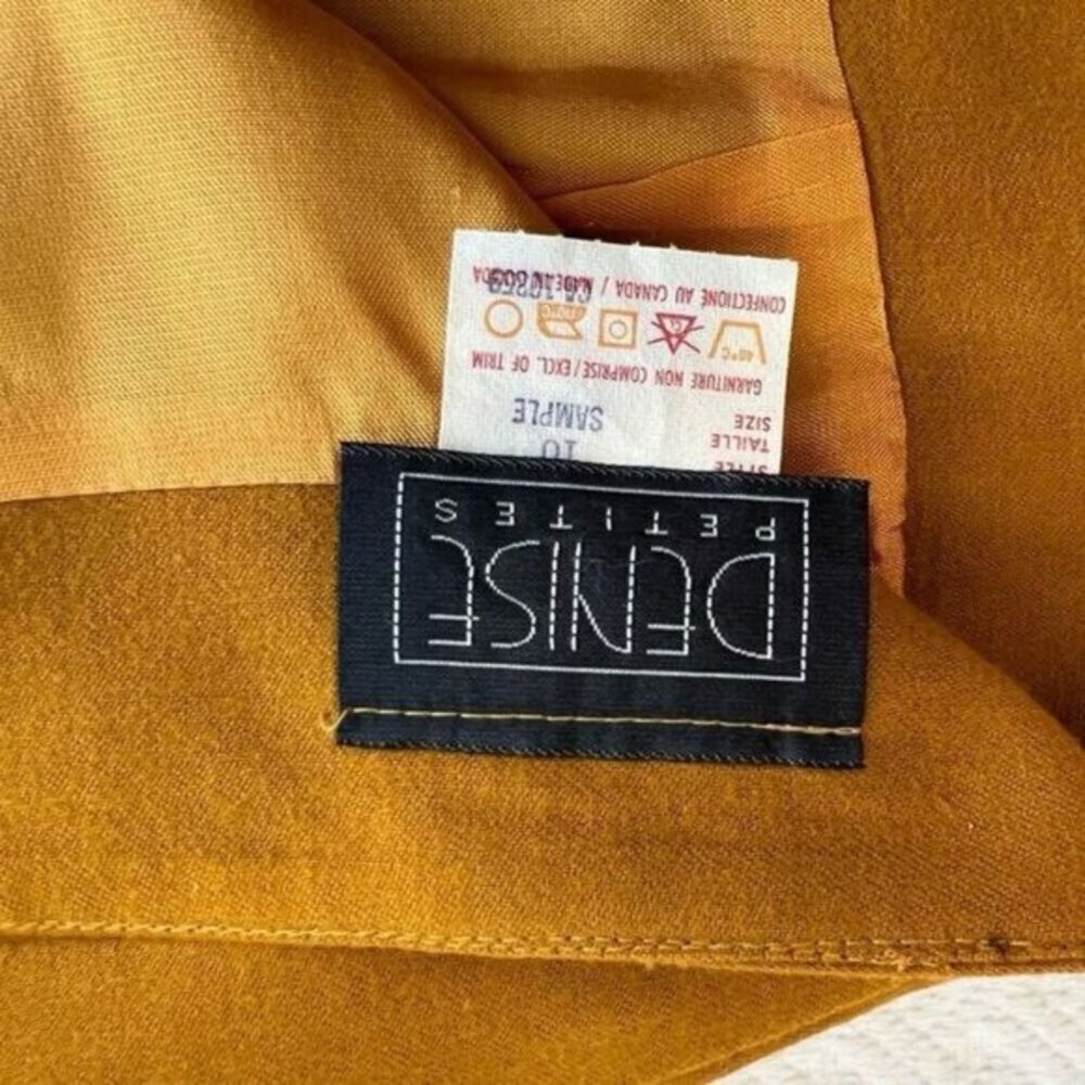 Vintage Denise Petites Womens 10 100% Pure Wool Pleated Slit Skirt Yellow - Picture 7 of 10